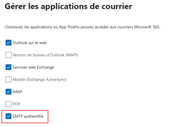 Activer SMTP authentifié