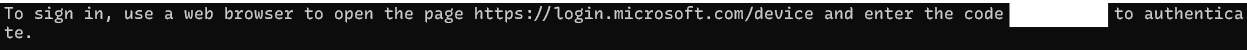 Message de connexion device flow