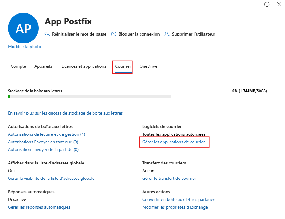 Gérer les applications de courrier